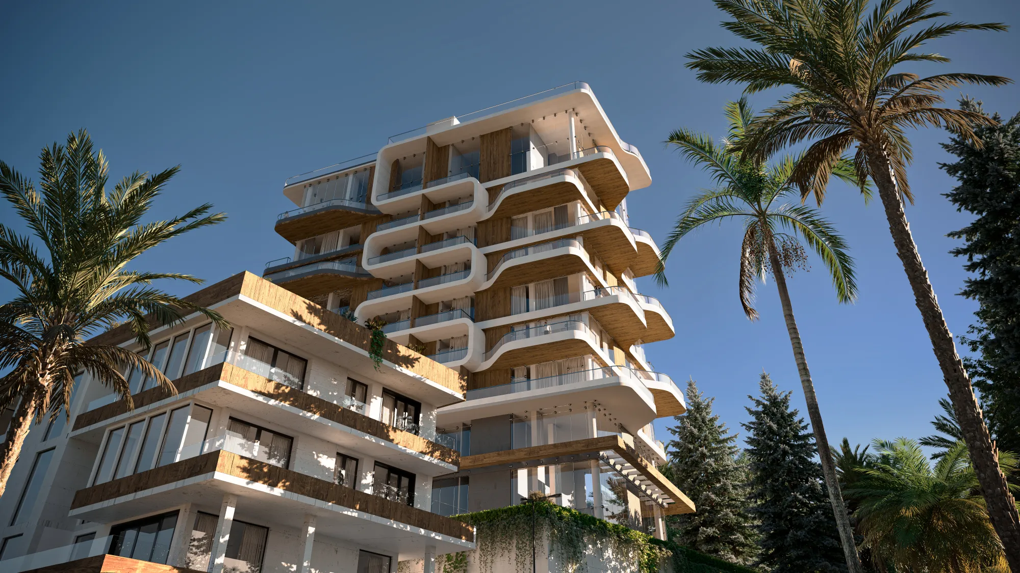 Curved balcony facade